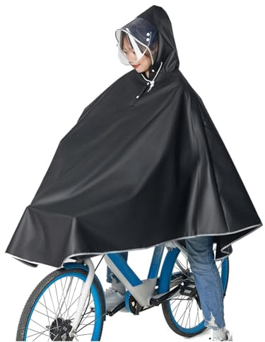 JMORCO Chubasquero Poncho de lluvia for bicicleta, impermeable, ligero, reutilizable, con capucha y rayas reflectantes for mujer hombre, ideal for motociclismo