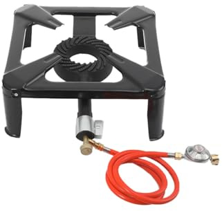 YILIKISS Gaskocher Hockerkocher 9,8KW Outdoor Camping Gaskocher,Campingkocher Gasherd,inkl 155cm Propan-Gas-Schlauch und 50 mbar Gasdruckregler Konstantregler
