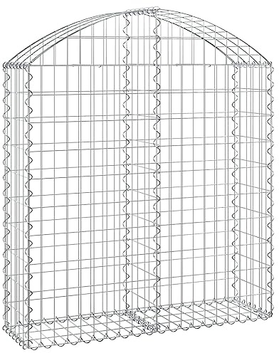Nqyjm Recinzione in Maglia da Giardino Cesto di Gabbioni Arcuato 100x30x100/120 cm Ferro Zincato, Gabbie per Pietre per Terrazza Esterna Prato Decorativo