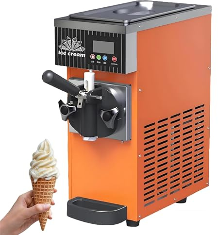 Gelatiera Professionale Con Compressore - 450/750W, 2.5L/3.5L, Pre-raffreddamento Integrato, Pulizia Automatica, Schermo LCD Touch, Macchina Del Gelato Per Ristoranti E Caffetterie(Orange,750W)