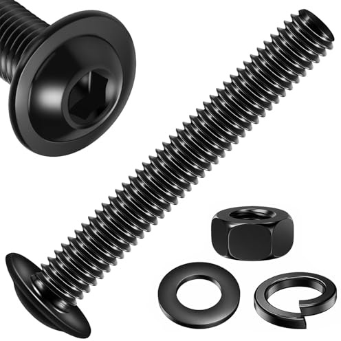 Zynthor 20Pcs M5 x 40mm Flanged Button Head Bolts and Nuts | Black 10.9 Grade Alloy Steel Bolt Set with Nuts, Flat Washers and Spring Washers for Machinery and General Fastening