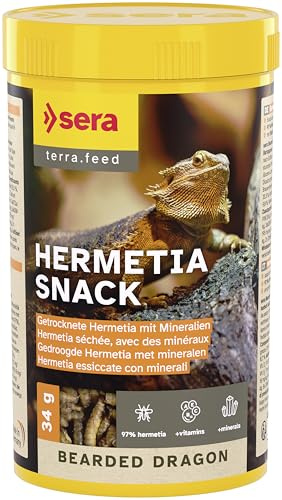 sera Bearded Dragon Hermetia Snack 250ml (34g) | Snack proteico naturale per draghi barbuti | Alternativa al cibo vivo | Ideale per l’alimentazione con pinzetta | Anche come mangime per tartarughe