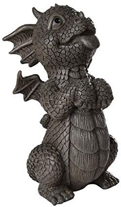 Pacific Giftware Gartenfigur bettelnder Drache Macht Männchen 26 cm - Gartendrache Fantasy Deko Statue Blumentopf