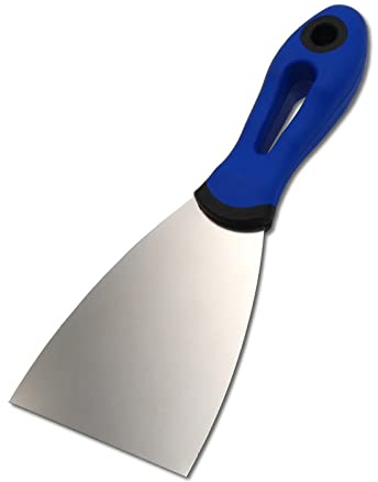 DEWEPRO Profi Gipsspachtel 80 mm aus Edelstahl – Malerspachtel für Spachtelmasse, Gips & Putz – Rostfrei und langlebig – Ergonomischer 2-Komponenten-Griff für präzises Arbeiten