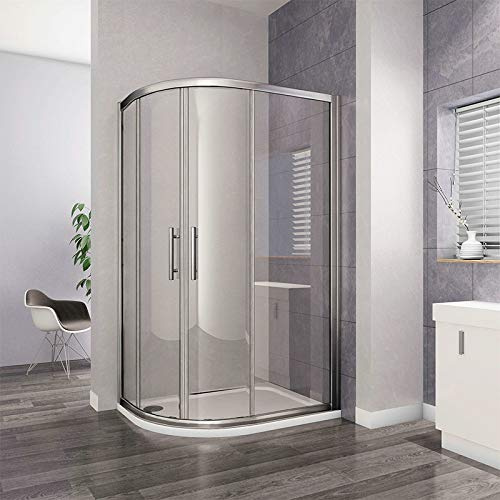 1000x900x1850mm Xinyang Left Quadrant Shower Enclosure 6mm Easy Clean Glass Sliding Shower Cubicle Door with Shower Tray Free Waste