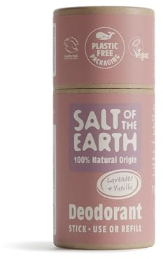 Recharge pour déodorant naturel en stick Salt of the Earth, lavande et vanille - Végan, rechargeable, certifié Leaping Bunny, fabriqué au Royaume-Uni - 75g