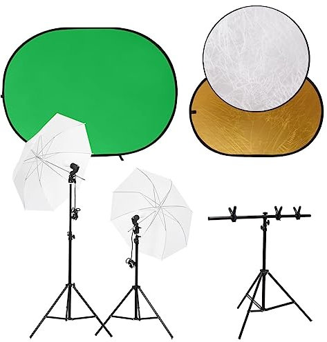 vidaXL Fotostudio-Set mit Leuchten, Hintergrund und Reflektor, Fotostudio Set, Studio Set, Tageslichtlampe, Fotografie Set, Fotostudio Beleuchtung