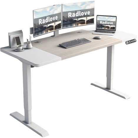 Radlove Schreibtisch Höhenverstellbar Elektrisch Stehpult，160 x 76cm Stehschreibtisch mit 4 Memory-Steuerung mit Tischplatte 2-Fach-Teleskop Stehschreibtisch, Spleißbrett