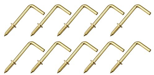 METALLIXITY Schraube Haken für Hängende (39mm/1.54) 10Stk Decke Haken Metall L Form Haken - für Hängende Draußen Becher Haken Badezimmer Küche Wand Möbel Anschluss