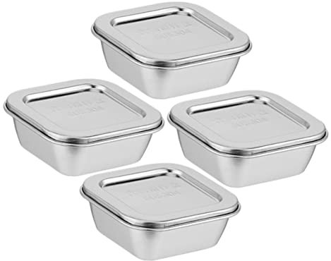 TOPBATHY 4pièces Boîte De Conservation Alimentaire Hermétique Acier Inoxydable De Échantillons Pour École Et Cantine Récipients Pour Stockage De Nourriture