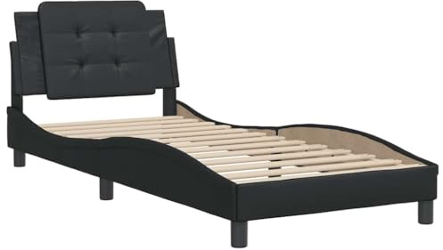 vidaXL Bettgestell ohne Matratze Zadar Schwarz 100x200 cm Kunstleder