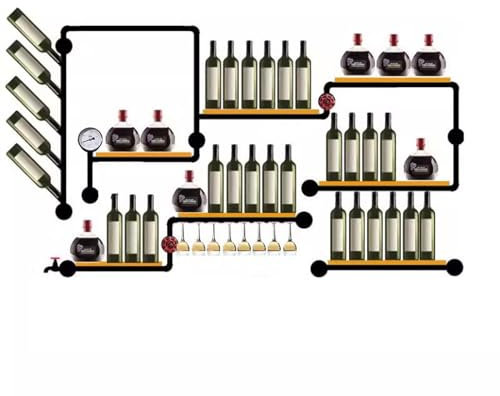 GLigeT Botellero de Vino Estante for Vino, mayordomo de Agua de Hierro, Enfriador de Vino de Estilo Industrial, Estante Decorativo de Pared montado en la Pared, Creativo Soporte Vino