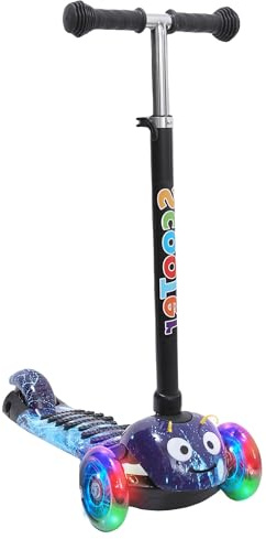 Habib Kinderroller, 3-Räder, Kinderscooter für Jungen & Mädchen 3-8 Jahre mit LED-Rädern, Höhenverstellung, rutschfest, Max. 50 KG