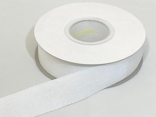 2 metres (Cut from Reel) of 25mm White Petersham Traditioanl Rayon Ribbed Ribbon Double Sided Milliners 25 mm 2.5cm 1 1 Inch