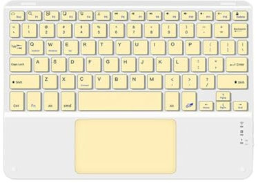 Kznifmk Tastiera Bluetooth Touchpad da 10 pollici compatibile con IPadOS, Android, Giallo