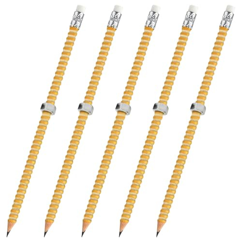 Besreey Matite in legno per 5 pezzi Matite filettate silenziose anti-stress per ADHD - Strumenti di scrittura lenitivi per scuola di viaggio casa