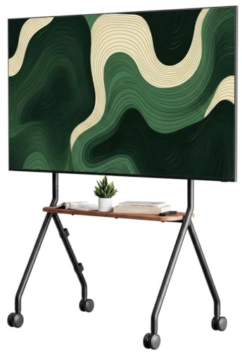 ECOTINY Mobile TV Stand on Wheels for 49–80 Inch TVs up to 50KG, BLACK