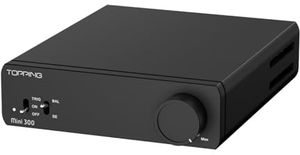 Topping Mini 300 kompakt effektförstärkare, 140 W x 2 TRS/RCA-ingång, helsymmetrisk förstärkare (svart) (svart)