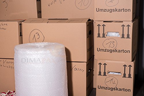 1 Rolle Luftpolsterfolie 50 cm x 100 m - Stärke: 60 my, Noppenfolie 0,5 x 100 m Blisterfolie Knallfolie Polstermaterial dimapax