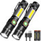 Karrong Taschenlampe LED Aufladbar mit Magnet COB Seitenlicht Zoombar, Extrem Hell 3000 Lumen USB Taschenlampen Batteriebetrieben Wasserdicht, 4 Modi für Outdoor Wandern Camping Notfall