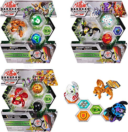 BAKUGAN Starter Pack mit 3 Armored Alliance (1 Ultra & 2 Basic Balls) inkl. Fusions-Charakteren, unterschiedliche Varianten