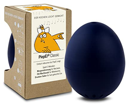 PiepEi Classic blu scuro – Timer per uova cantare – Cuocere uova per 3 gradi di durezza – Piep uovo con 3 melodie – Divertente cuoco – Musica Eggtimer – Brainstream