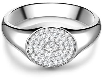 GLANZSTÜCKE MÜNCHEN Damen Siegel-Ring aus 925/- Sterling Silber mit Zirkonia weiß - Silberring Damenring
