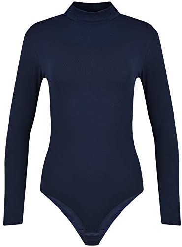 Evoni Damen Body langarm I blickdichter Bodysuit mit Halbkragen für Frauen I Langarmbody aus Baumwolle I Women Body Shaper I Jumpsuit