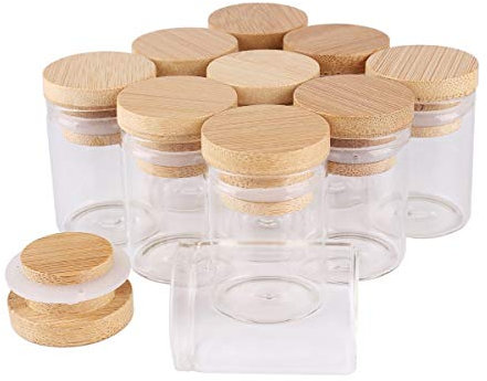 PYouo-große Reagenzgläser, 24 Stück Reagenzgläser, 15ml 30 * 40mm, mit Bambus Lids Glasgläser Glasphiolen Wishing Bolttes wünschen Flasche, for Hochzeit Handwerk Geschenk, Hochwertige Materialien