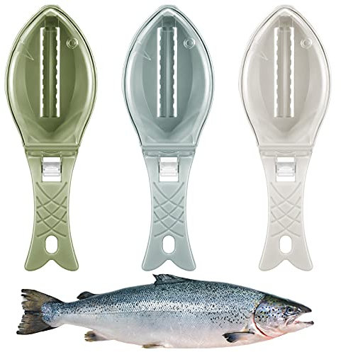 3 Pieces Fish Scaler Remover No Mess Fish Descaler Tool Fish Scraper Fast Cleaning Fish Skin Brush Cleaning Kit(Light Colors)