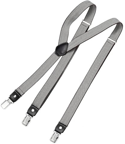 DonDon Hosenträger Herren gepunktet Fischgrät blau schmal 2,5 cm - Extra starke Clips für Anzug - Hosenträger Herren extra stark - Ideal für Männer oder Damen Rockabilly Suspenders