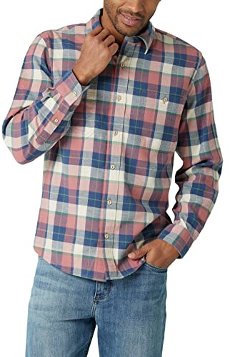 Wrangler Authentics Herren Wolken-Flanell-gewebtes Hemd mit Button-Down-Kragen, Verdorbene Rose, Mittel