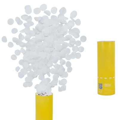 Virsus Sparacoriandoli Bianco da 15 cm spara coriandoli rotondi Bianchi Cannone sparacoriandoli con coriandolo di Carta per Matrimonio Cerimonie Feste e Party Varie Quantità (3)