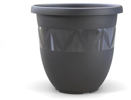 Plastard Blumentopf 47 cm Durchmesser Anthrazit grosser Pflanzkübel für Innen und Außen Übertopf Untertopf Blumenkübel Blumentöpfe aus Kunststoff für Garten Balkon Terrasse Plant Pot Pflanzentopf