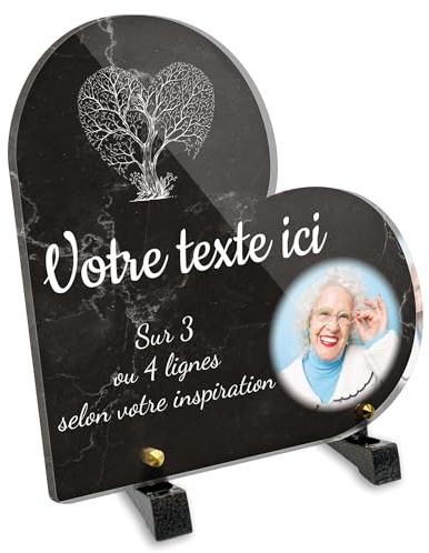 Grabschild, Herz mit Foto, personalisierbar, aus Plexiglas, Motiv Baum, Herz, verschiedene Größen, Dicke 6 mm, personalisierbar auf mehreren Zeilen, 20 x 20 cm