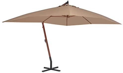 Ombrellone a Sbalzo con Palo in Legno 400x300 cm Tortora