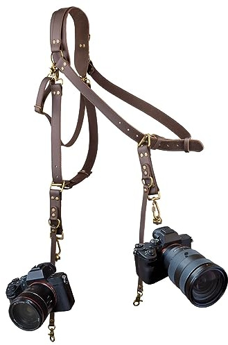 4J LEDR Camera Harness,Leather Camera Strap for 1 or 2 Camera,Brown