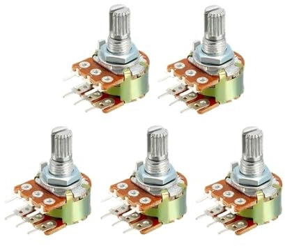 JMORCO 5PCS WH148 Welle Verstärker Dual Stereo Potentiometer B1K 2K 5K 10K 20K 50K 100K 500K 1M Griff Länge 15mm Einstellbarer Widerstand (Size : 100K Ohm)