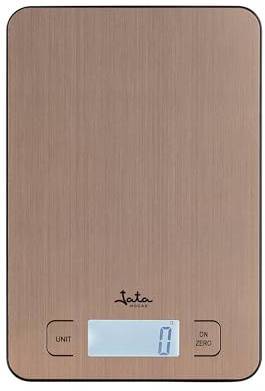 JATA HOGAR HBAL1300 - Bilancia da cucina digitale in acciaio inox fino a 10 kg. Precisione. Analizza i valori nutrizionali del cibo. Con connessione wireless. Dimensioni: 14 x 20,5 x 1,5 cm