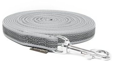 Mystique® Gummierte Schleppleine 15mm mit Handschlaufe Standard Karabiner grau 7,5m