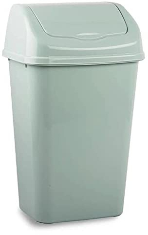 CABLEPELADO Papelera plastico basculante, Cubo basura basculante, Basura plástico tapa basculante, 47 cm altura x 28.5 cm ancho x 22.5 cm fondo, PP5 Plástico resistente, Capacidad 15 Litros (Verde)