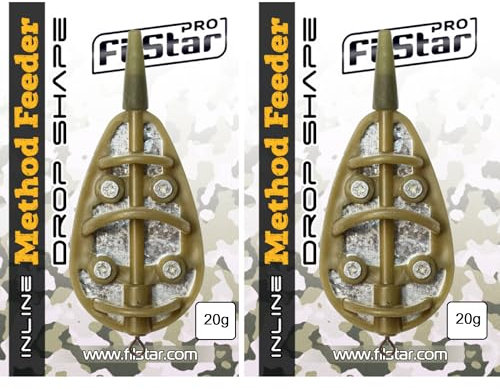 PRO FILSTAR Inline Method Feeder Set 2 x 20g Drop Shape - Pasturatori Feeder Piato - Feeder Pesca per Pellet & Boiles con Girelle da Pesca Carpa - Pasturatore Pesca Fondo - Kit Carpfishing Completo