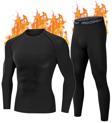 YESWEL Maglia Termica Uomo XL, Set Intimo Termico Uomo in Felpa Interna, Biancheria Termica Nero per Calcio Sci Ciclismo Escursionismo Nero