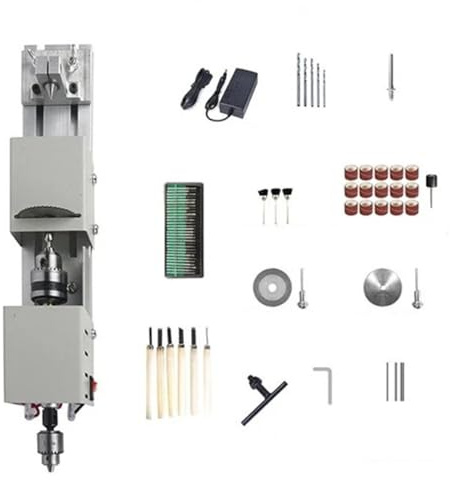 Mini Wood Lathe Machine Woodworking Pearl Lathe Grinding Polishing Beads Wood Drill Rotary Tool 12-24V Speed Adjustable(Group 2)
