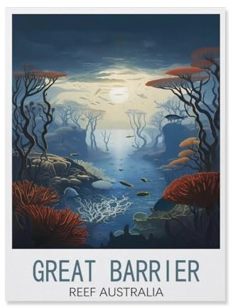 BEAYODKP Malen Nach Zahlen Erwachsene Kinder，Great Barrier Reef, Australien，Leinen Segeltuch, DIY Ölgemälde Weihnachten Geschenke Ohne Rahmen Wand Kunst Hauptdekoration（30x40cm）-T82