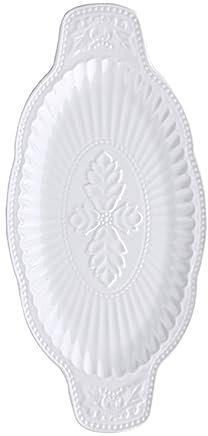 Ciieeo Elegante Plato de Cerámica de Estilo Francés Bandeja para Servir Pescado Ligera con Doble Asa