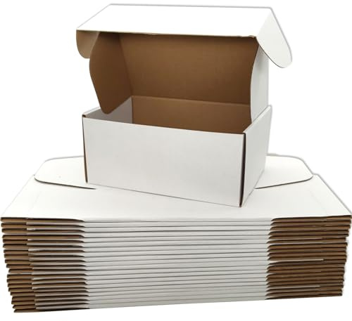 Cenoid Kleine Versandkartons 230x150x100 mm Weiße Maxibrief Warensendung Karton Versandboxen Verpackungskartons Pakete für Versand (25 Stück)