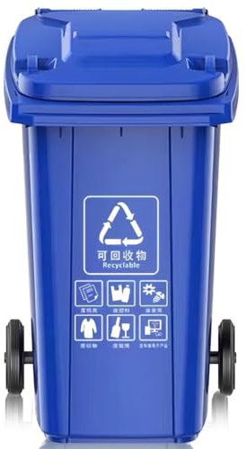 Bote De Basura con Ruedas, Contenedor De Basura Industrial Móvil Resistente con Tapa, Contenedor De Basura De Plástico Resistente a La Intemperie para Patio (Blue 120L)