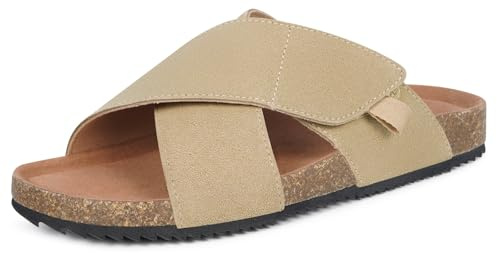 Dokela Sandalias deslizantes Mujer,Pantolette con Punta Abierta,Mule Verano,Plantilla Anatómica de Piel y Corcho Natural,Albaricoque,38 EU