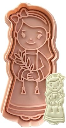 Tagliabiscotti.it - Bambina mod.2 - Comunione Cresima - Cookies Cutter - Formina per Biscotti e PDZ - Stampo + Cutter - Dimensioni 10cm x 4,5cm x 1,2cm - colore casuale.